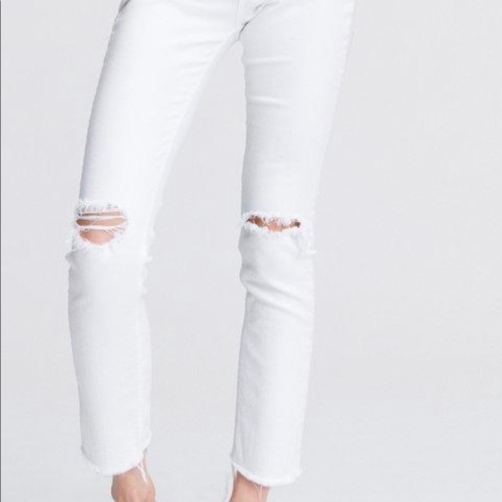 Rag and Bone white denim jeans with holes